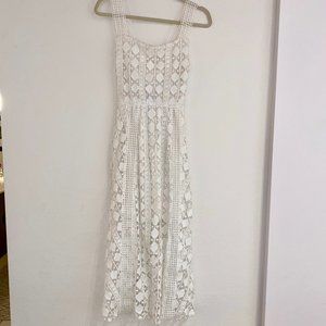 Few Moda White Eyelet Overlay Midi Dress